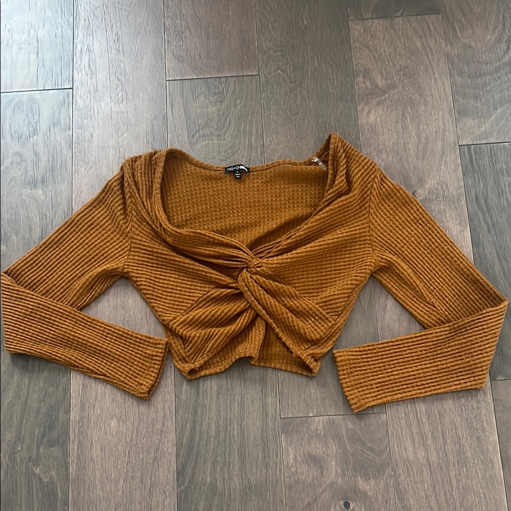 Fashion Nova Ribbed Twist Front Crop Top